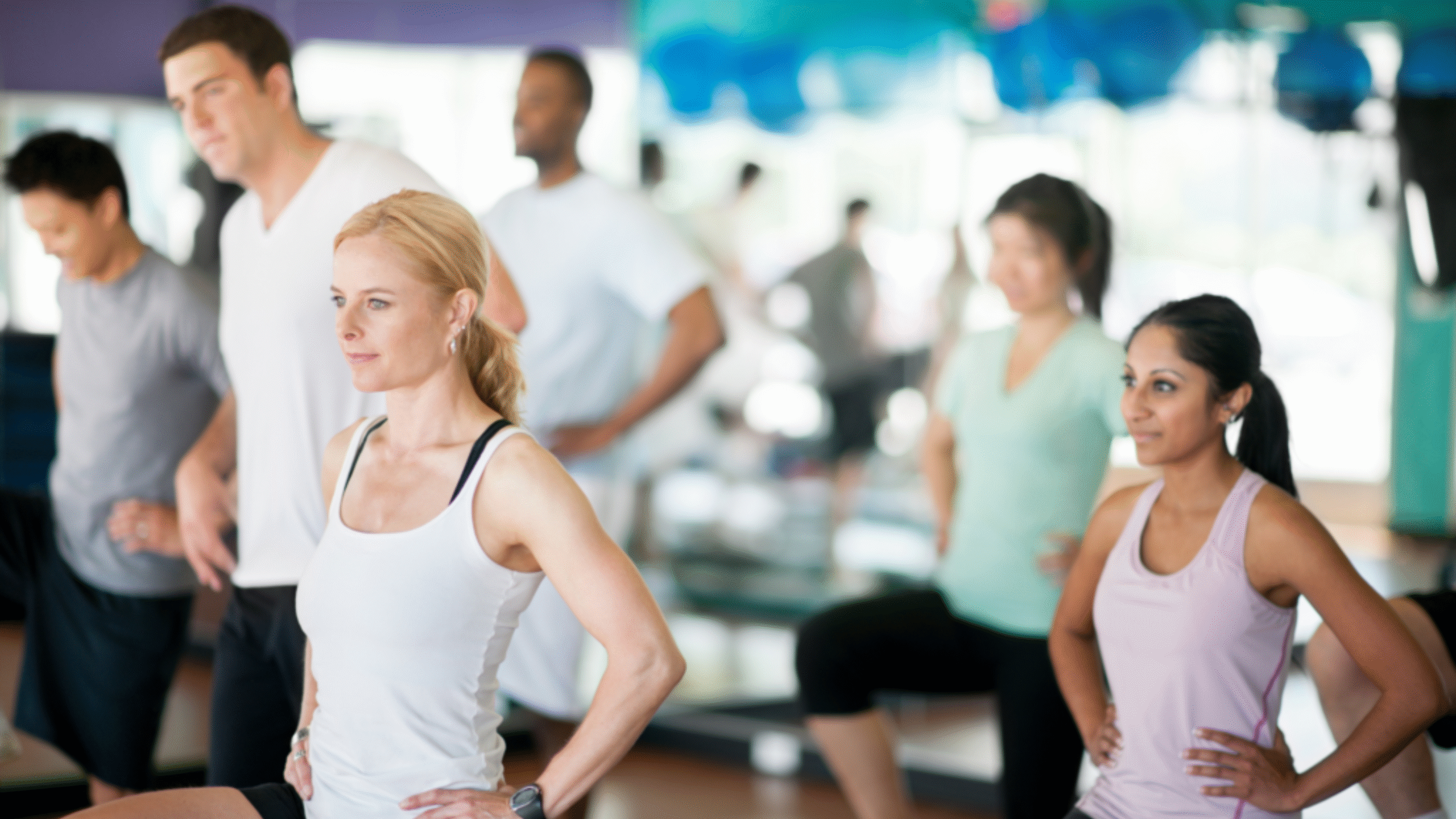 people working out safely