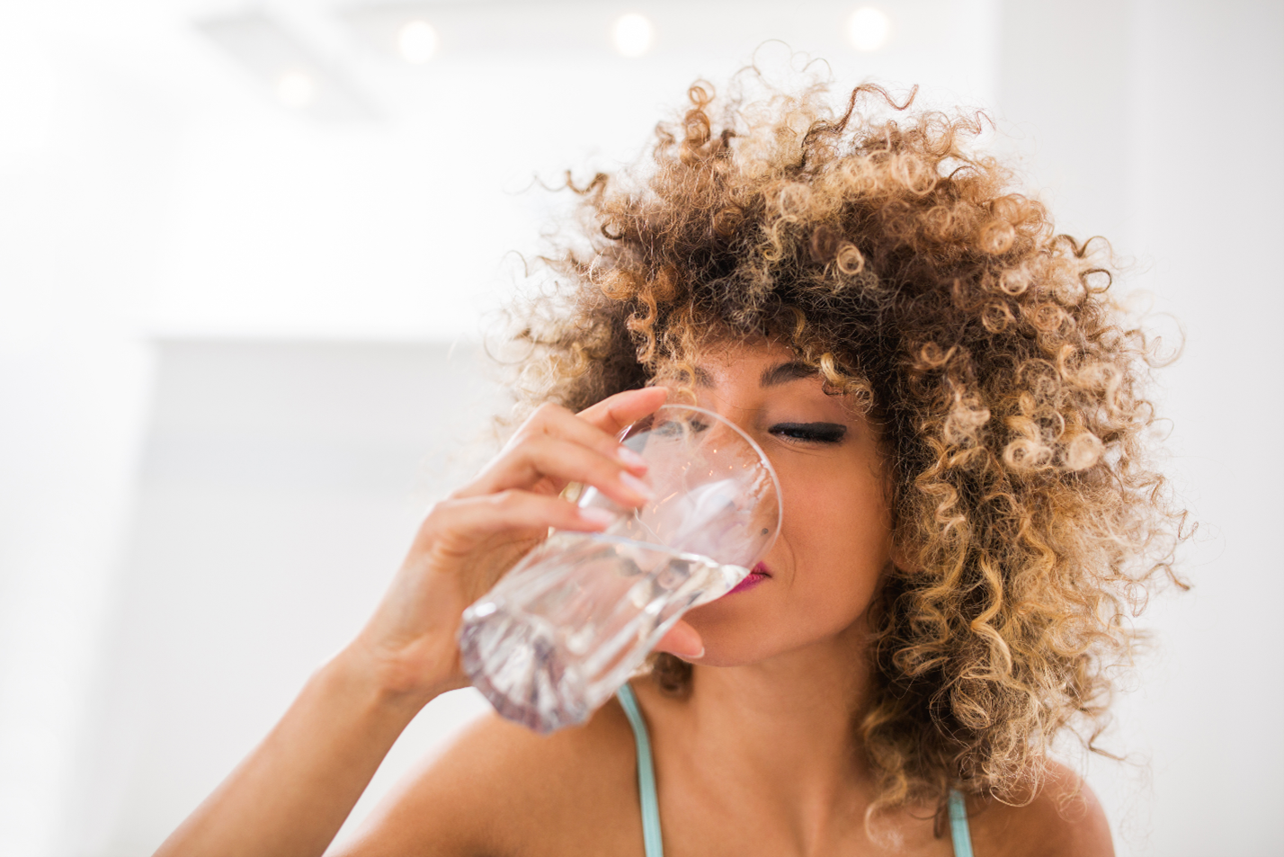 woman drinking water